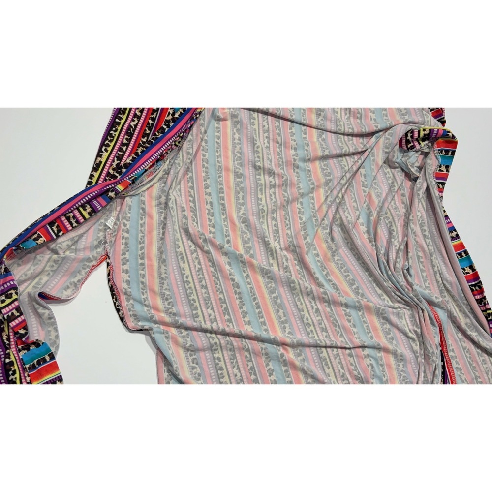 Vibrant Southwest Aztec Print Long Kimono Duster Cardigan Boho Tribal SZ UNKNOWN - Picture 4 of 12